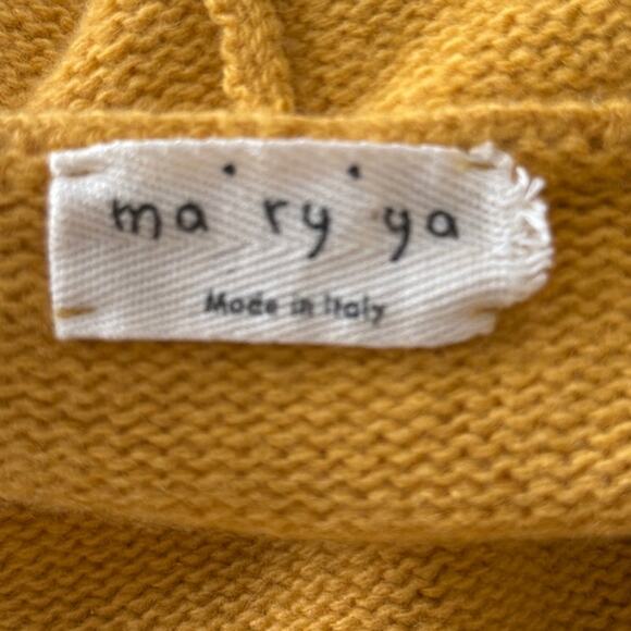 MA RY YA Merino Wool/Cashmere Boxy Hoodie Sweater S Mustard Yellow Made in Italy - Picture 3 of 5